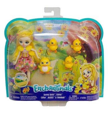 Enchantimals Dinah Duck, Slosh, Corn, Butter y Banana